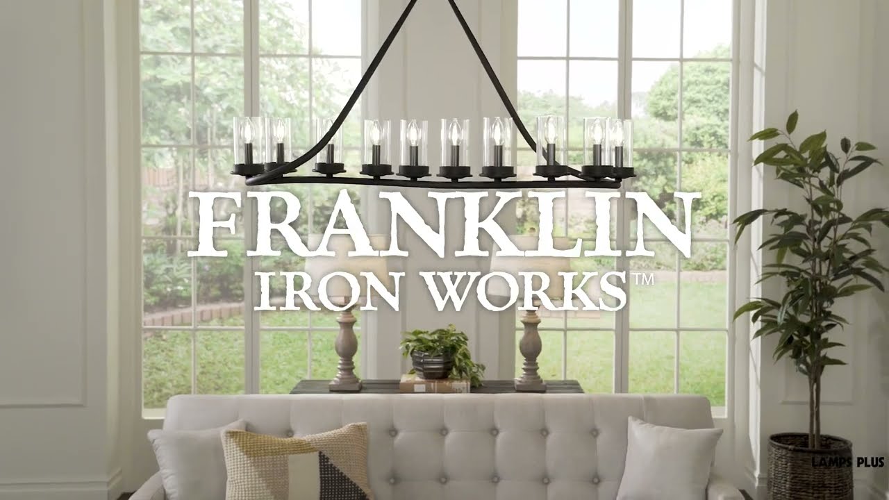 Video1 of Franklin Iron Works Heritage 44" Bronze 10-Light Island Chandelier