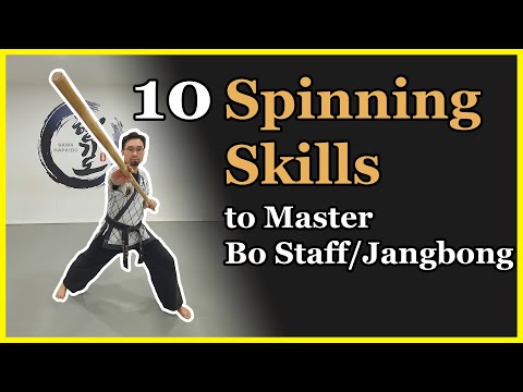 Easy 10 Bo staff, long staff spinning skills (Jangbong Tutorial 1), Hapkido training