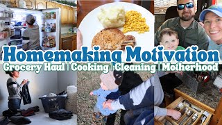 DITL HOMEMAKING MOTIVATION | Grocery Haul, Cooking, Cleaning, & Motherhood 2025