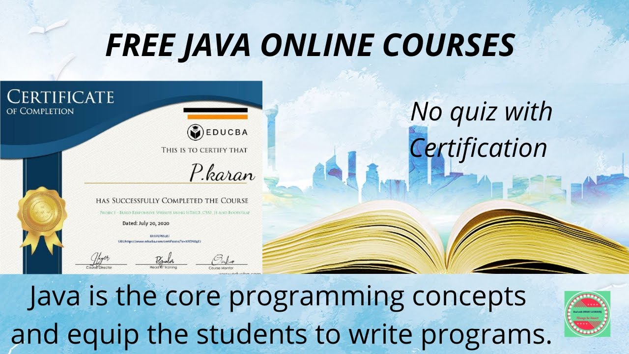 Online Free Java Course | Educba Certification | Courses for all students
