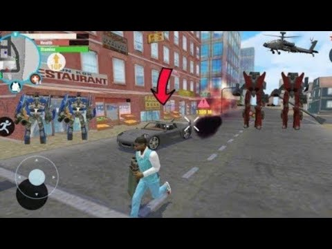Real Gangster crime (Real Hero Fight on container) car Robot Got tangled in container -Gameplay HD