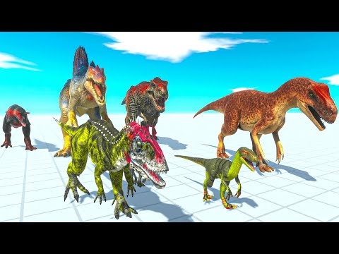 CARNIVORE DINOSAURS NEIGHBORS attack T REX AGAIN ARBS - Animal Revolt Battle Simulator! T REX VS ALL