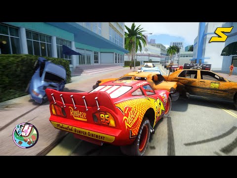 GTA 4 Car Crashes - Crazy Lightning McQueen Crashes Ep.1