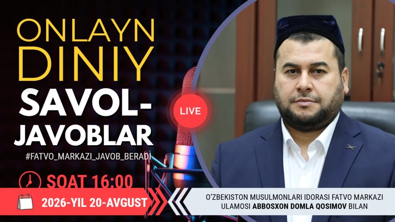 ONLAYN DINIY SAVOL-JAVOBLAR 51-SON 20.08.2026