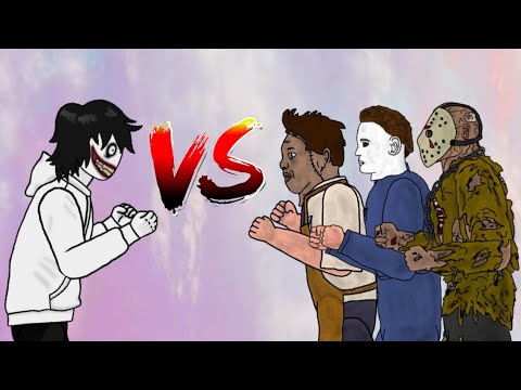 Jeff the killer vs Michael myers . jason . leatherface  enjoy  fighting animation