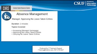 CHRS Manager: Approving No Leave Taken Entries