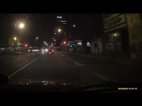 Driving on Ave du Parc Avenue at Night in Montreal, Quebec, Canada