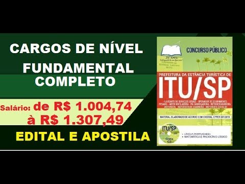 Edital Apostila Concurso Prefeitura de Itu SP 2019 Cargos de nível fundamental