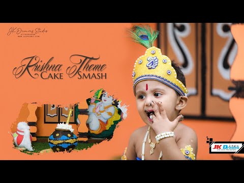 Krishna Theme Cake Smash of Baby Jaswin Videography | JK Dreams Studio
