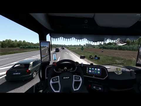 Travel to Ukmerge, Lithuania in DAF truck POV - realistic immersive driving ETS 2 TrackIR PXN wheel