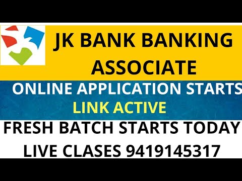 JKBANK ASSOCIATE| APPLY ONLINE NOW| APPLICATION LINK OPEN| JOIN ONLINE COACHING WHATSAP 9419145317