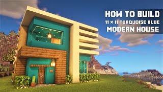 Minecraft: 11×11 Turquoise Blue Modern House (How to Build: Relaxing Tutorial) #7