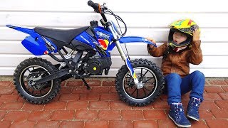 Funny BABY Unboxing And Test Drive The Cross Bike - Ride On Mini BIKE POWER WHEEL Pocket Bike