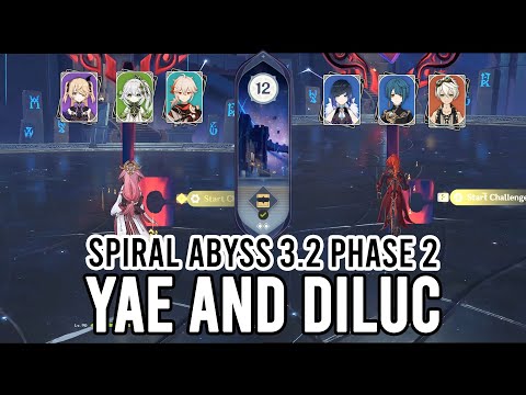 Yae Aggravate and Diluc Vape - Spiral Abyss 3.2 Floor 12 Phase 2 | Genshin Impact