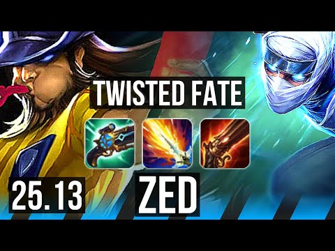 TWISTED FATE vs ZED (MID) | 43k DMG, 11/4/9 | NA Master | 25.13
