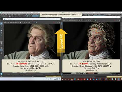 CPU comparison: i7-4790K VS i9-13900KF (no overclocking) (Maya + Arnold render)