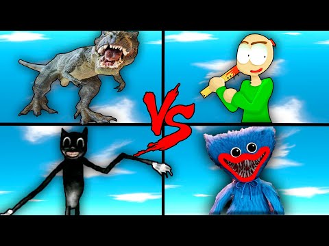 Battle Royale | Huggy Wuggy VS T-REX VS Baldi's Basics VS Cartoon Cat Animal Revolt Battle Simulator