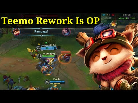 Teemo Rework Is Over Power ! Tier S  Patch 3.3 - Gameplay Teemo - League Of Legends: Wild Rift Indo