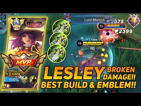 LESLEY BROKEN DAMAGE WITH 3 BOD IN MYTHICAL GLORY!! LESLEY BEST BUILD & EMBLEM ~Mobile Legends