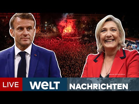MACHTKAMPF IN FRANKREICH: Macron geschlagen - Le Pens Rechtsnationalisten in erster Wahlrunde vorn