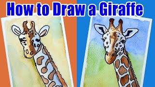 How to Draw and Paint a Giraffe EASY Kids Watercolor Painting Tutorial