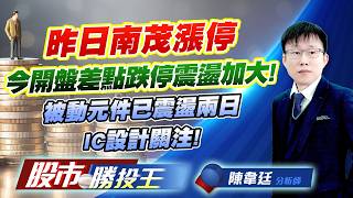 昨日南茂漲停今開盤差點跌停震盪加大 ! 被動元件已震盪兩日IC設計關注 !#群創 #力成 #南茂 #國巨 #智原 #威盛｜股市勝投王｜陳韋廷