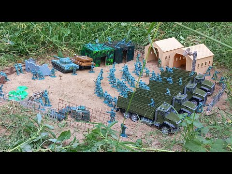 Army Men:Grey army vs Green army #stopmotion (big plastic warfare)