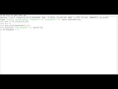 Python Program Wap In Array To Find Kth Largest Element