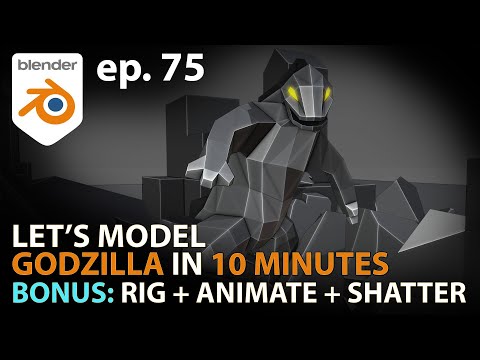 Let's model GODZILLA in 10 MINUTES (then animate him for an hour!) - ep 75 - Blender 2.92