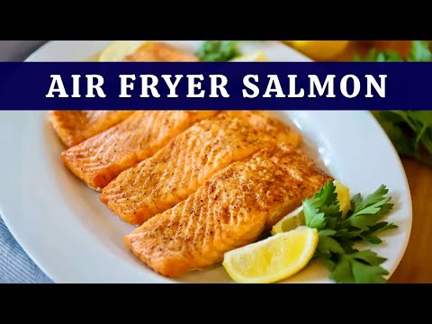 Air Fryer Salmon with Lemon Dill Sauce | Ready in 15 minutes! 🍋