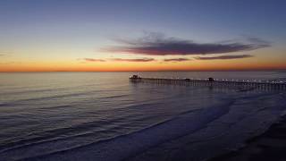 Drone footage of Oceanside Pier at Sunset