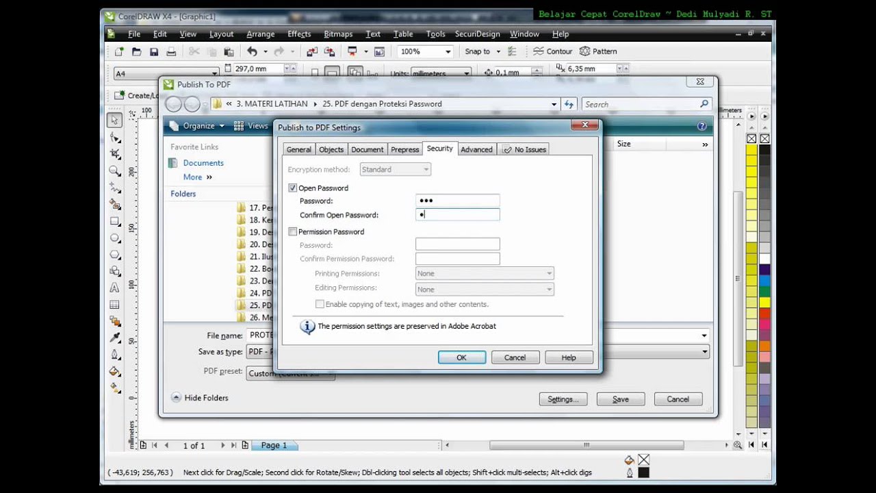 PDF with password protection using coreldraw, Tutorial Corel Draw, Tips and Trick, Mastering Corel