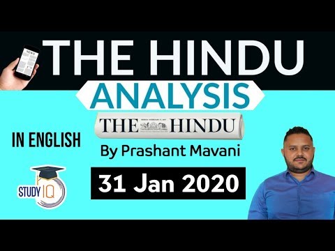 English 31 January 2020 - The Hindu Editorial News Paper Analysis [UPSC/SSC/IBPS] Current Affairs