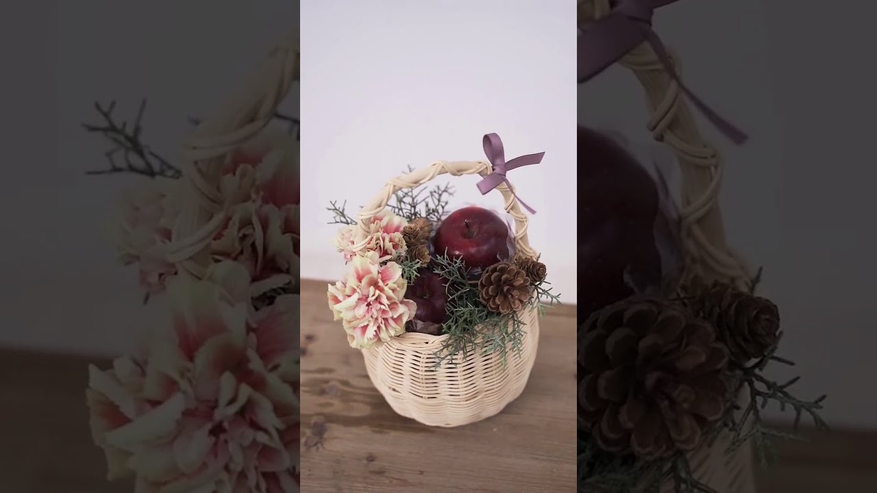 DIY Flower Arrangement in a Basket with Apple