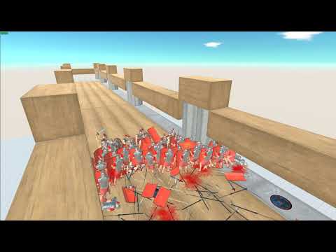 Bridge Battle: 80 Javelin Romanus vs 20 Spartan Warriors. Animal Revolt Battle Simulator