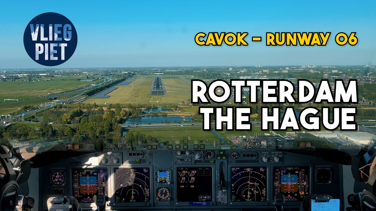 Boeing 737 Landing in Rotterdam | Runway 06 | Crystal-Clear Cockpit Views