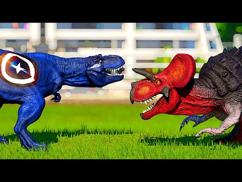 Three Head T-Rex Vs Triple Head Spinosaurus and Mega Ultimasaurus  - Dinosaurs Fighting