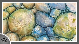 WATERCOLOR rocks  & neurographic inspired ink lines  - 275