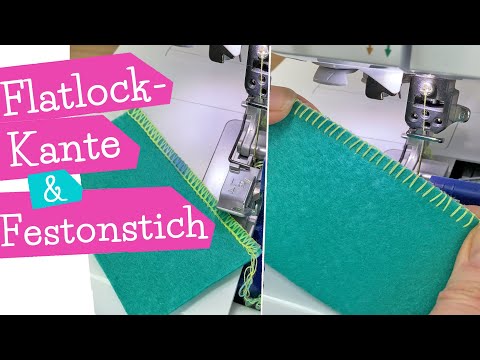 Festonstich mit der Overlock | Flatlocknaht als Kantenabschluß | Schlingstich | Nähen | mommymade