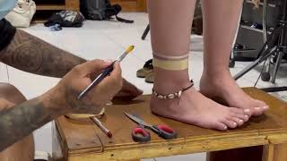 2 TATTOO Butterfly FINELINE and Bracelet BLACKWORK on feet | are you happy 😆