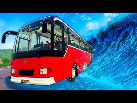 Trying to Survive a TSUNAMI in a Bus - Bus World Gameplay