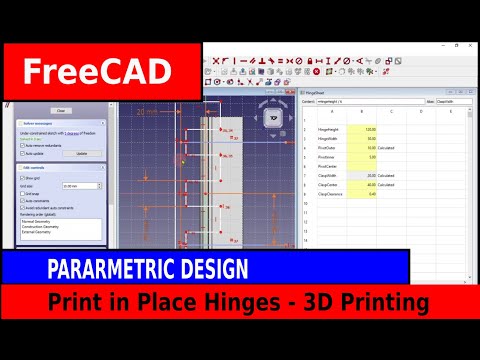 FreeCAD creating a print in place hinge - Fully Parametric