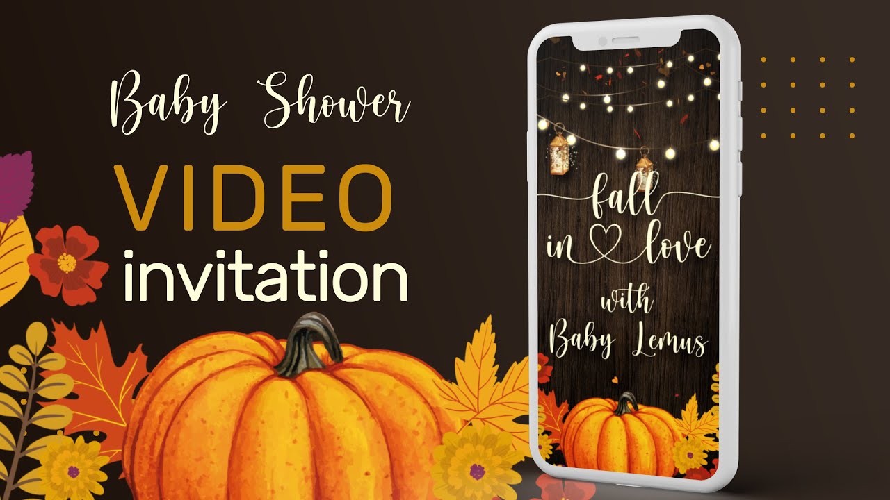 Fall Baby Shower Invitation, Pumpkin Fall In Love Baby Shower, video invitation