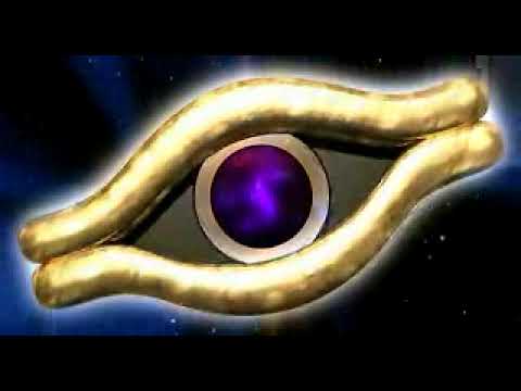 Trailer still: credits font style over Millennium Puzzle glow — a nod to the end-credits medley