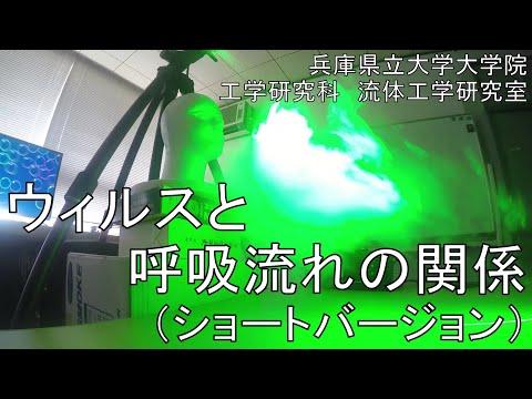 工学研究科実験　マスク周りの呼吸の流れvol.5（ウィルスと呼吸流れの関係）ショートバージョン
