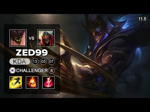 ZED99 Zed Mid vs Malphite - KR Challenger Patch 11.4
