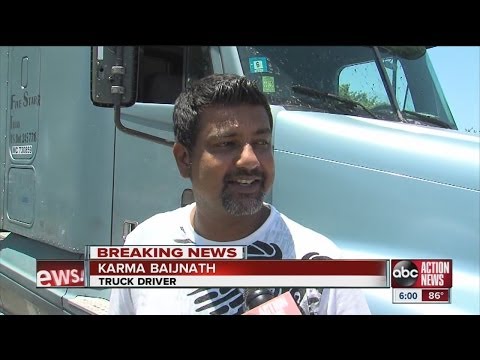 Driver crashes into sagging girder