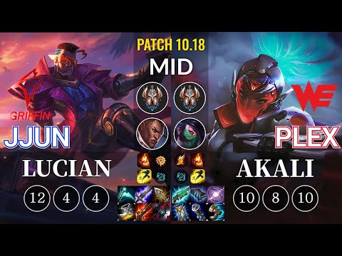 GRF jjun Lucian vs WE Plex Akali Mid - KR Patch 10.18