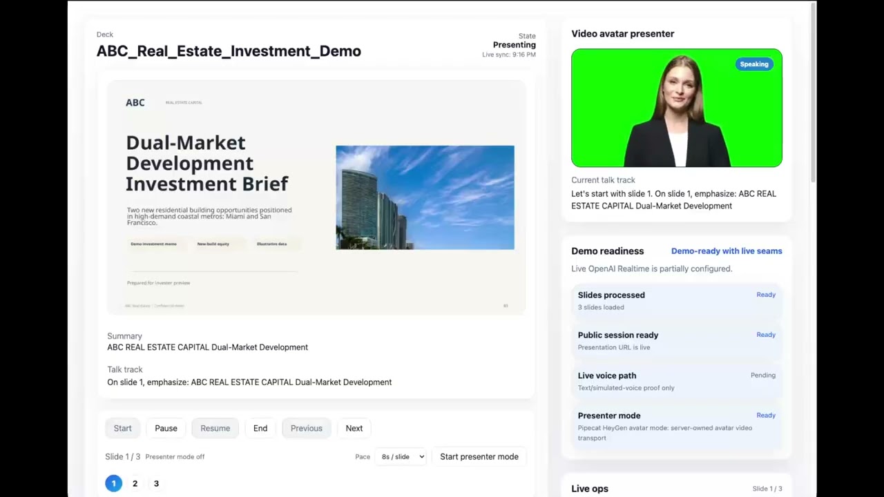 AI Video Avatar Sales Presenter Demo: Live Voice, Slides, and Q&A
