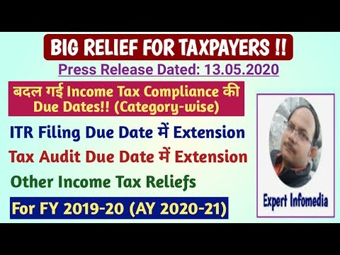 Big Income Tax Reliefs: ITR Filing Date Extended for FY 2019-20|Tax Audit Date Extension Video